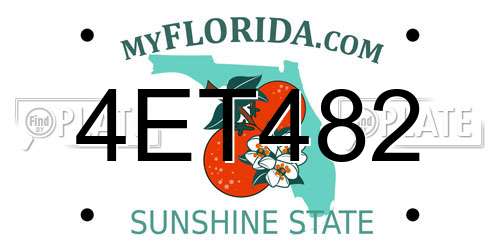 4ET482 Florida License Plate
