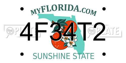 4F34T2 Florida License Plate