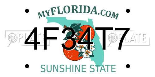4F34T7 Florida License Plate