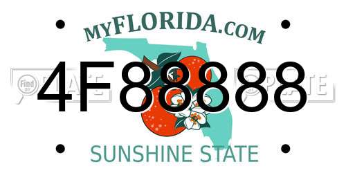 4F88888 Florida License Plate