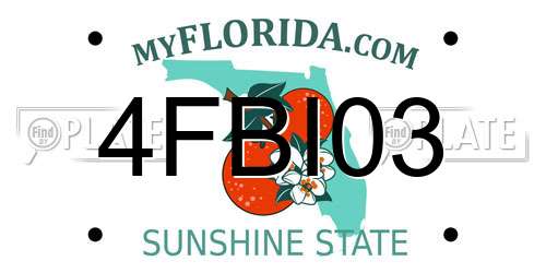4FBI03 Florida License Plate