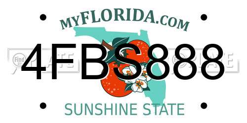 4FBS888 Florida License Plate