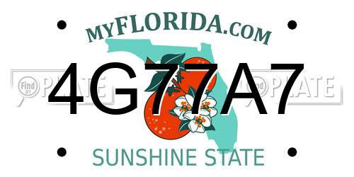 4G77A7 Florida License Plate