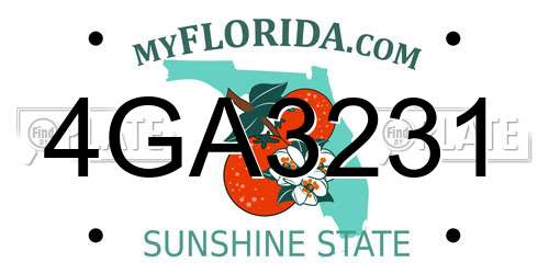 4GA3231 Florida License Plate