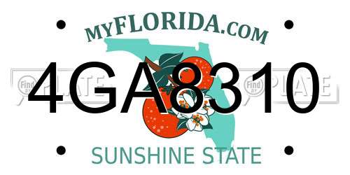 4GA8310 Florida License Plate