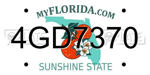 4GD7370 Florida License Plate