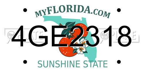 4GE2318 Florida License Plate