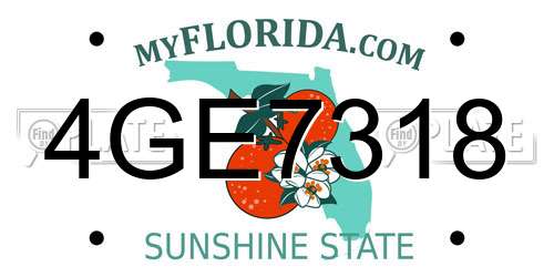 4GE7318 Florida License Plate