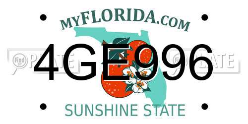 4GE996 Florida License Plate