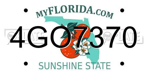 4GO7370 Florida License Plate