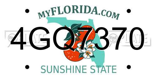 4GQ7370 Florida License Plate
