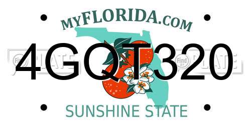 4GQT320 Florida License Plate