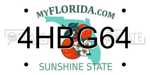 4HBG64 Florida License Plate