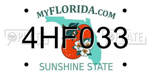 4HF033 Florida License Plate