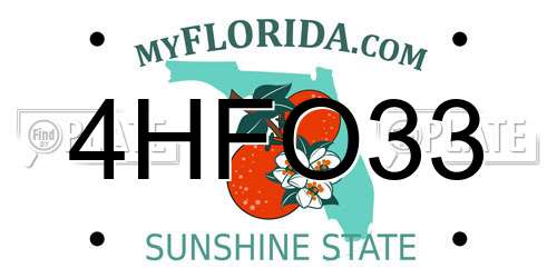 4HFO33 Florida License Plate