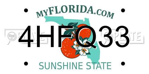 4HFQ33 Florida License Plate