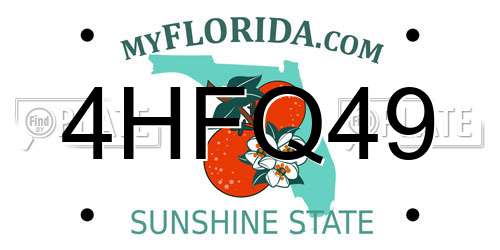 4HFQ49 Florida License Plate