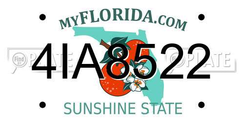 4IA8522 Florida License Plate