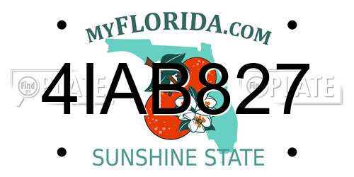 4IAB827 Florida License Plate