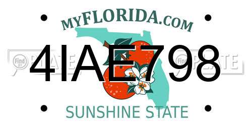 4IAE798 Florida License Plate