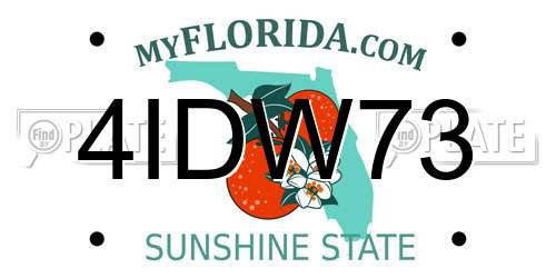 4IDW73 Florida License Plate