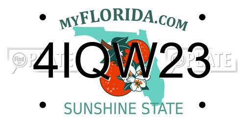 4IQW23 Florida License Plate