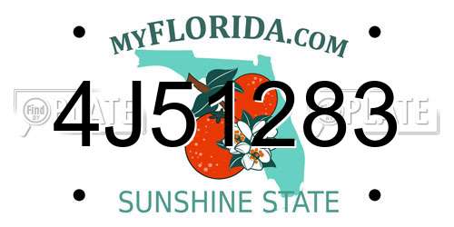 4J51283 Florida License Plate