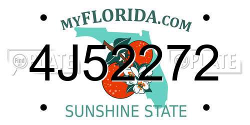 4J52272 Florida License Plate