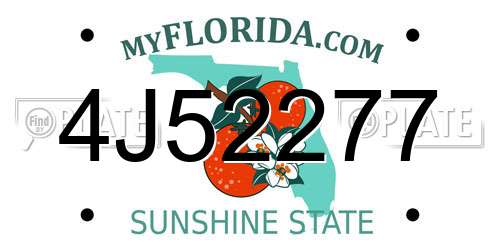 4J52277 Florida License Plate
