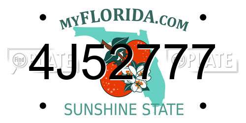 4J52777 Florida License Plate