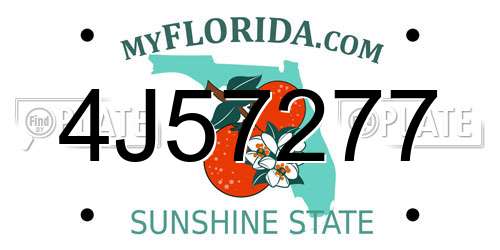 4J57277 Florida License Plate