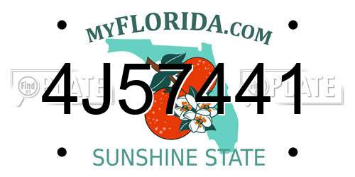 4J57441 Florida License Plate