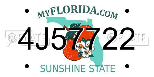 4J57722 Florida License Plate