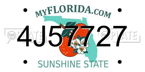 4J57727 Florida License Plate
