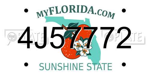 4J57772 Florida License Plate