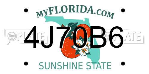 4J70B6 Florida License Plate