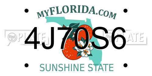 4J70S6 Florida License Plate