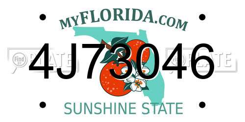 4J73046 Florida License Plate