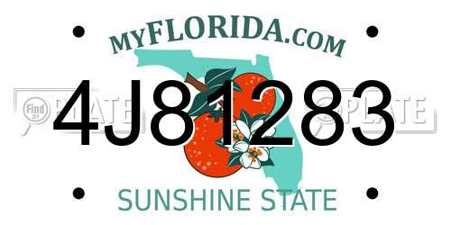 4J81283 Florida License Plate
