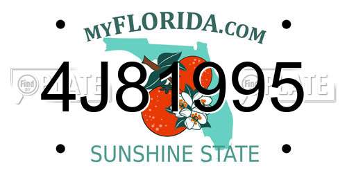 4J81995 Florida License Plate