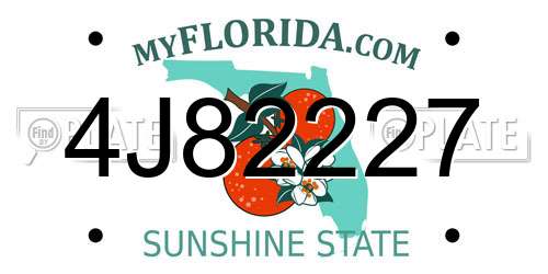 4J82227 Florida License Plate