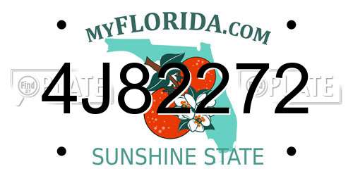4J82272 Florida License Plate