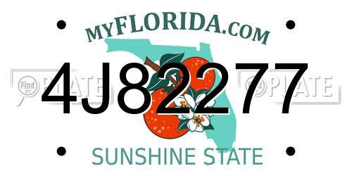 4J82277 Florida License Plate
