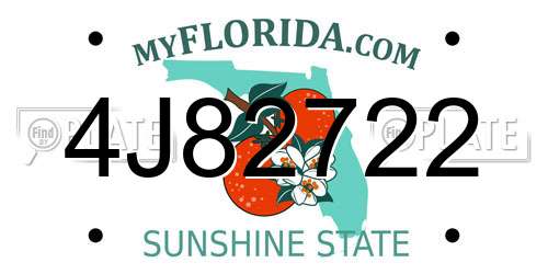 4J82722 Florida License Plate