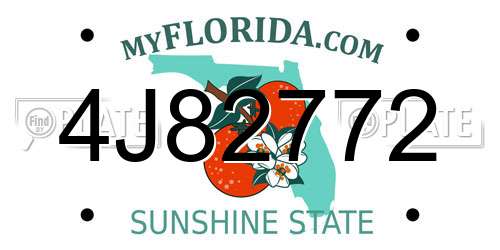 4J82772 Florida License Plate