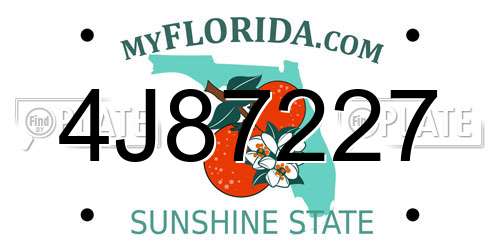 4J87227 Florida License Plate