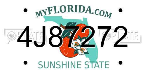 4J87272 Florida License Plate