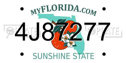 4J87277 Florida License Plate