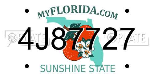 4J87727 Florida License Plate