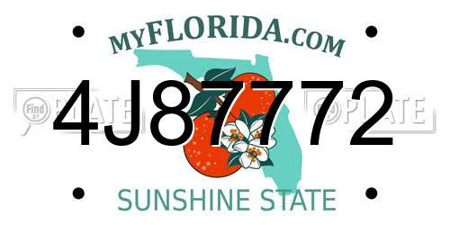 4J87772 Florida License Plate